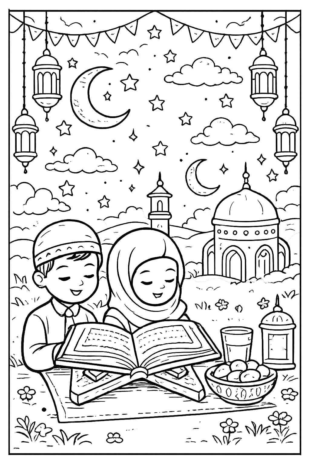 Dibujo para colorear Ramadan line art