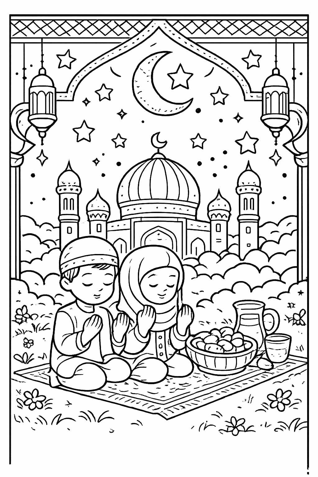 Dibujo para colorear Ramadan line art