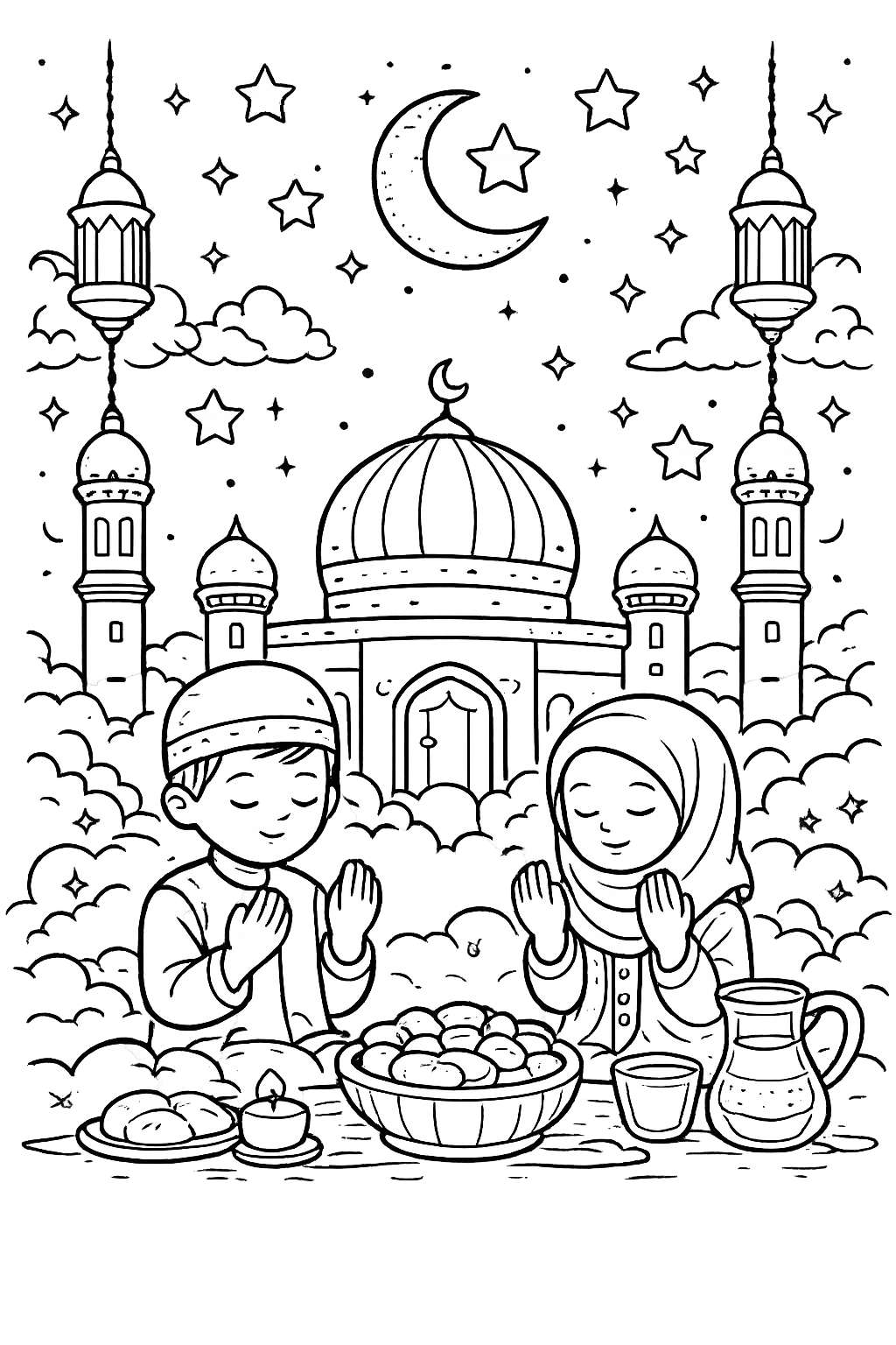 Coloriage Ramadan dessin au trait