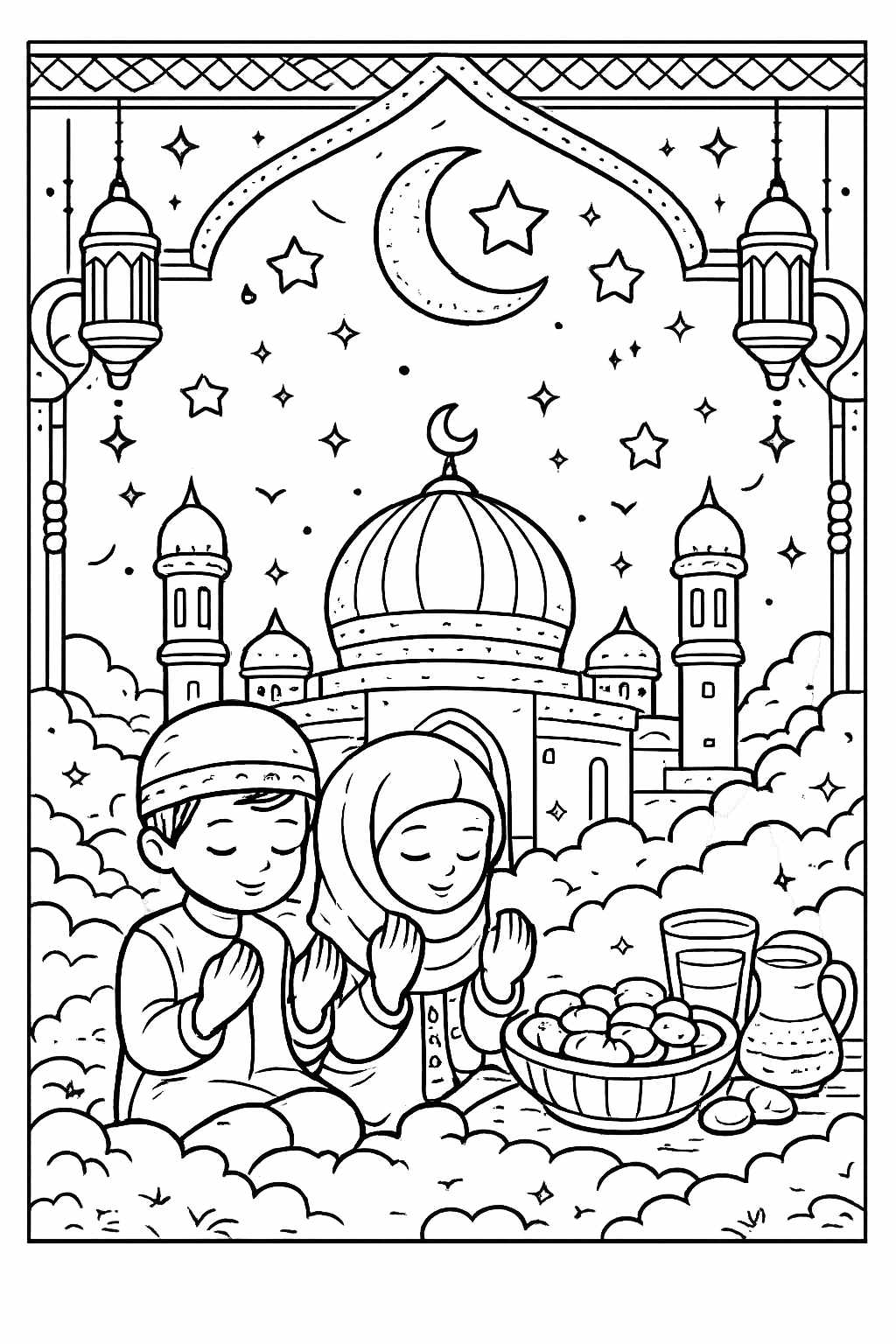 Dibujo para colorear Ramadan line art