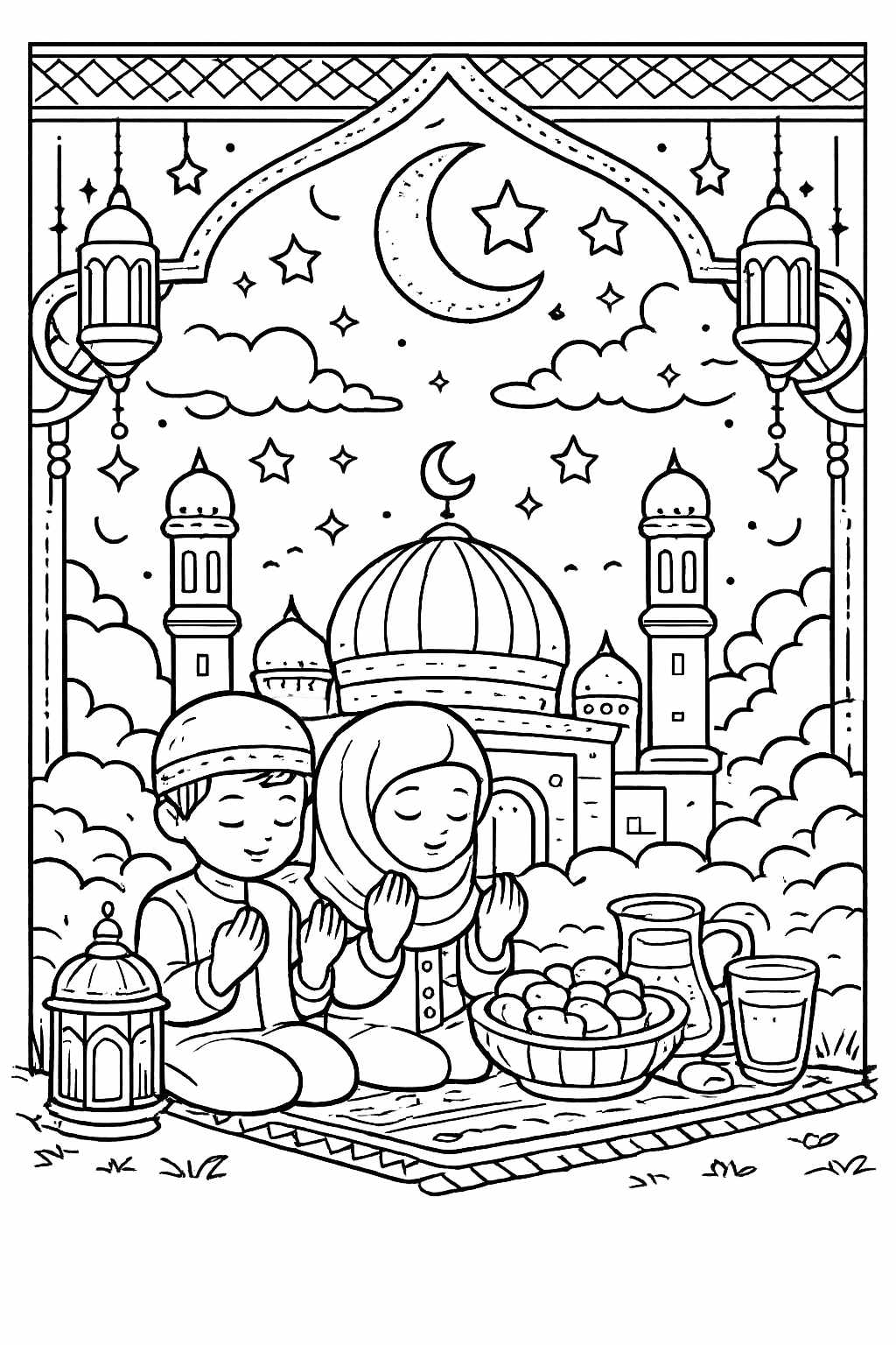 Dibujo para colorear Ramadan line art