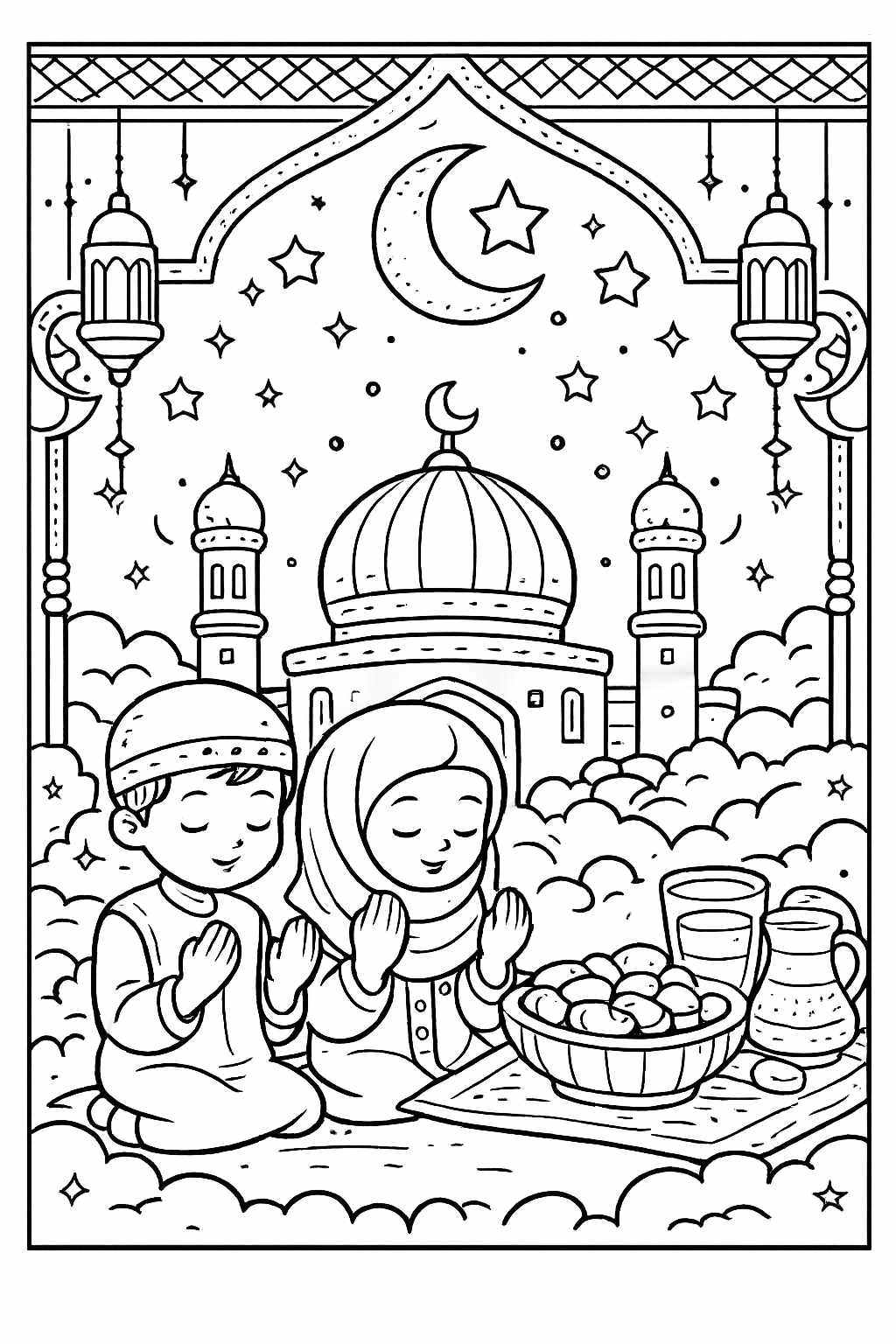 Dibujo para colorear Ramadan line art