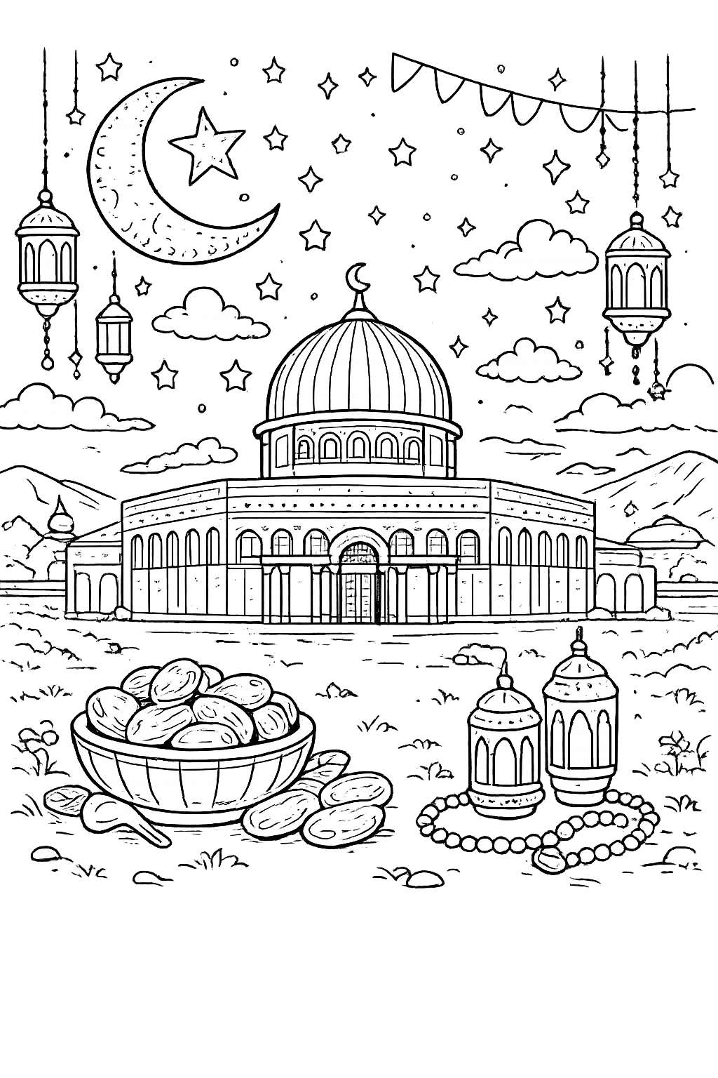 Ramadan coloring page line art