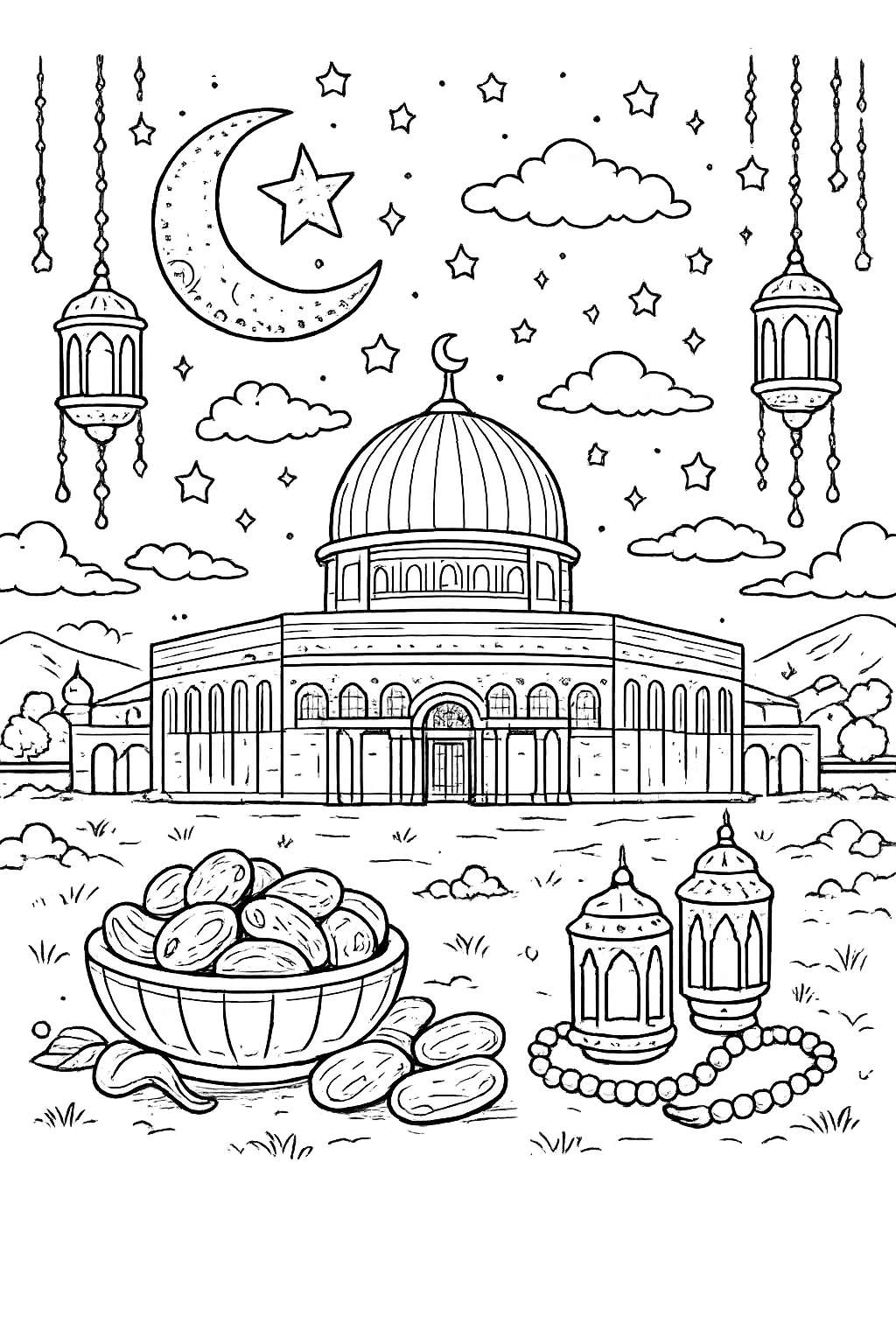 Dibujo para colorear Ramadan line art