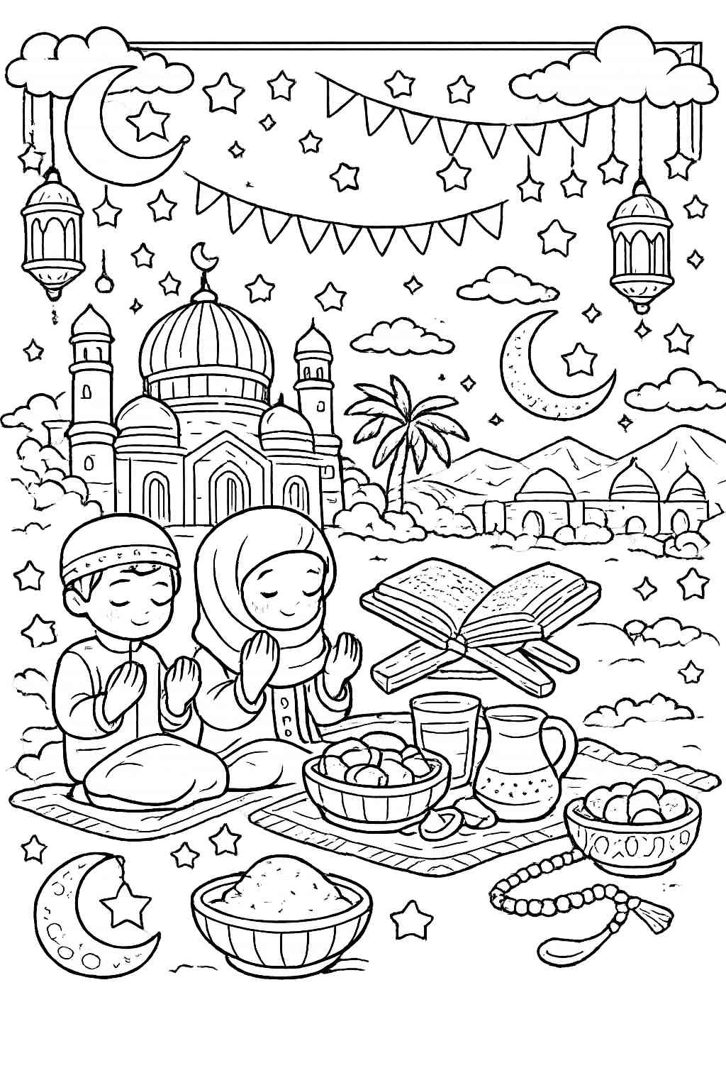 ramadan coloring page line art