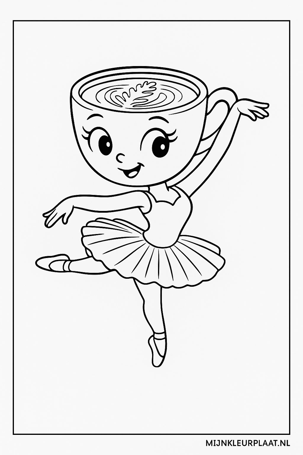 Ballerina Cappuccina - Variant 4 - TikTok meme kleurplaat