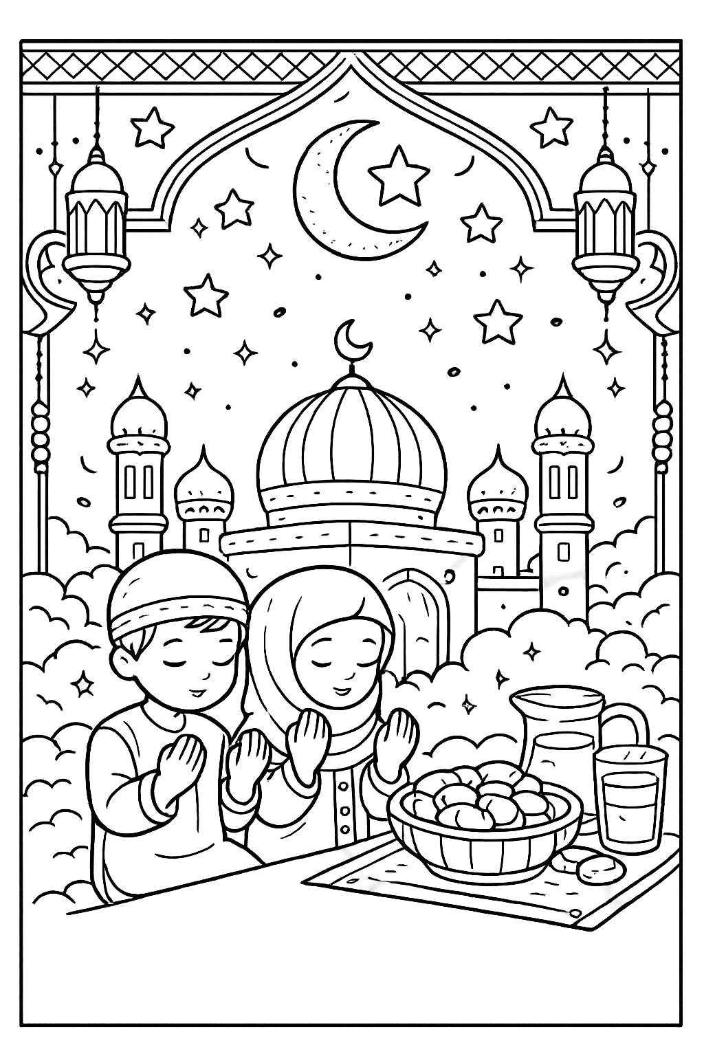 Ramadan coloring page line art