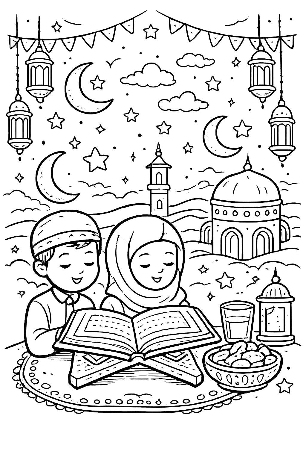 Dibujo para colorear Ramadan line art