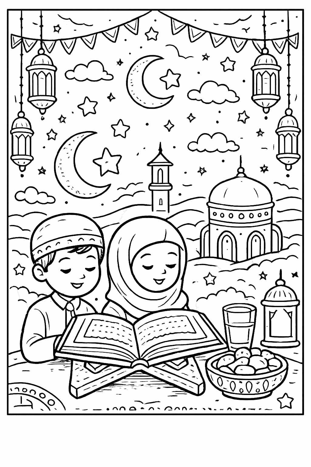 Dibujo para colorear Ramadan line art