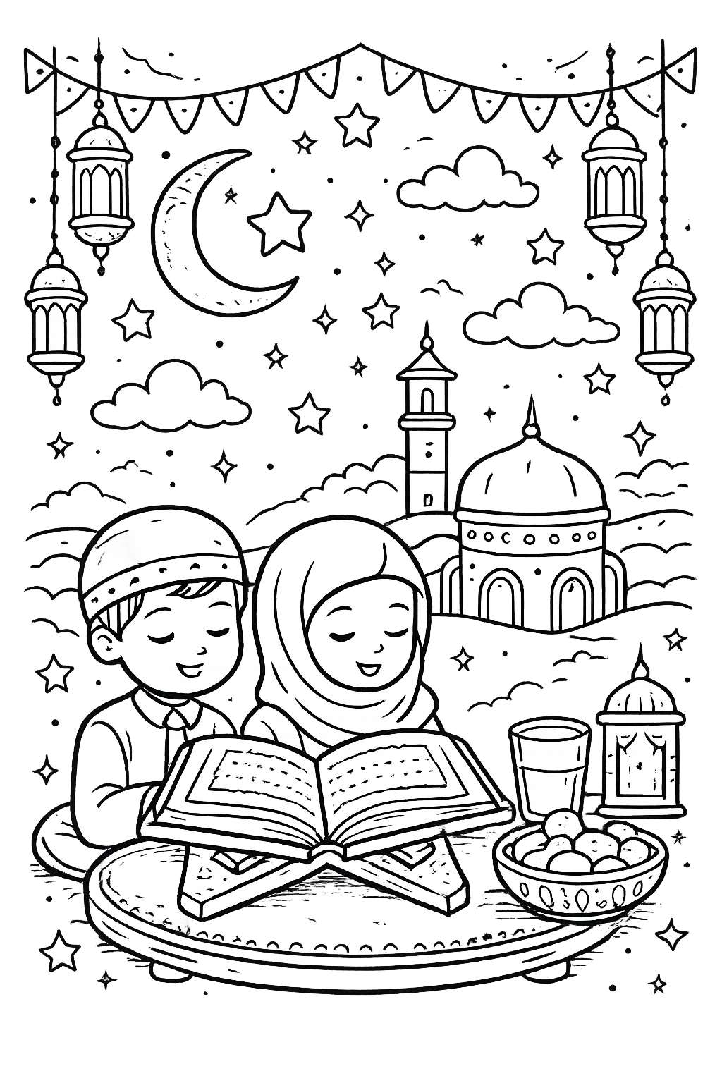 Dibujo para colorear Ramadan line art