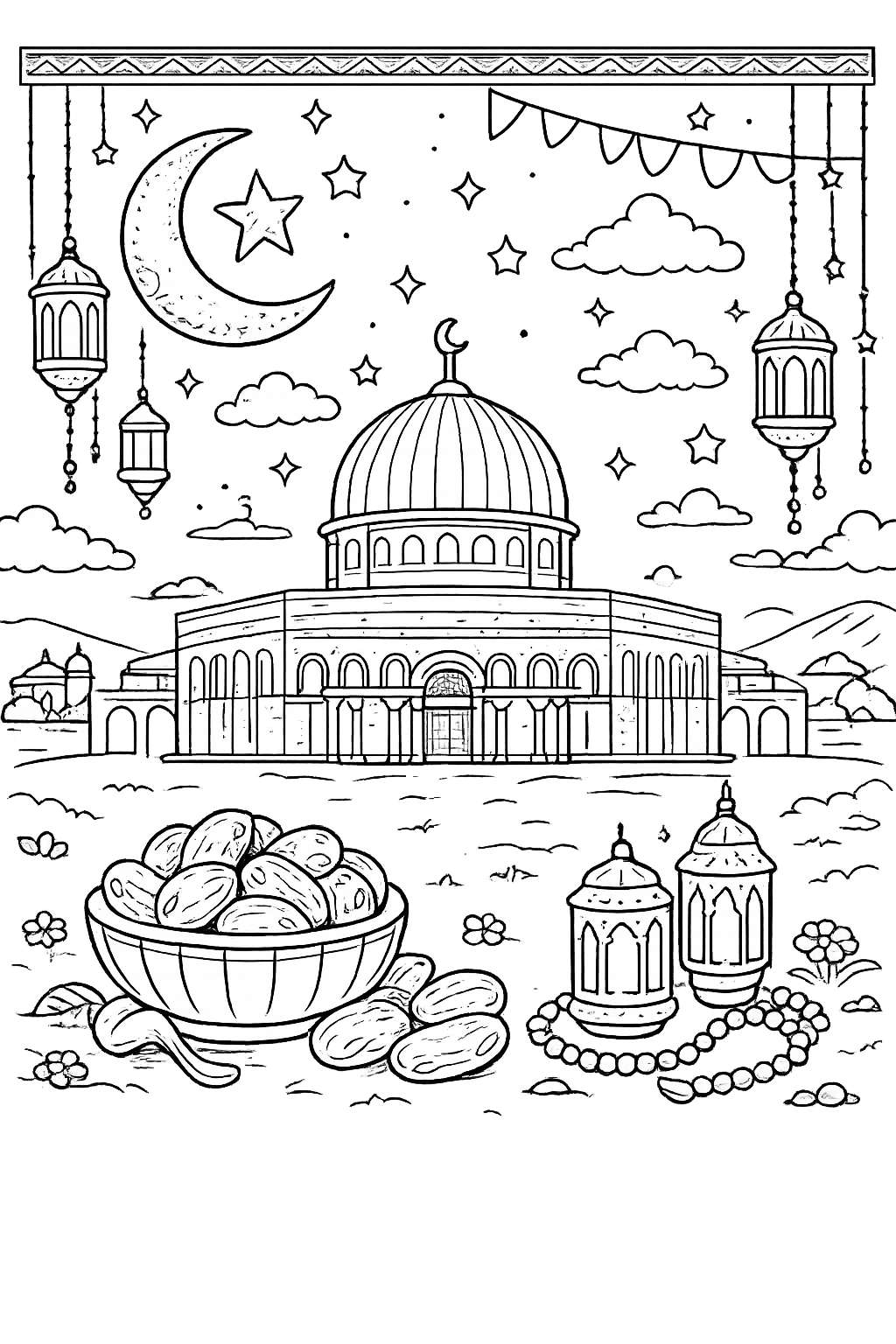 Dibujo para colorear Ramadan line art