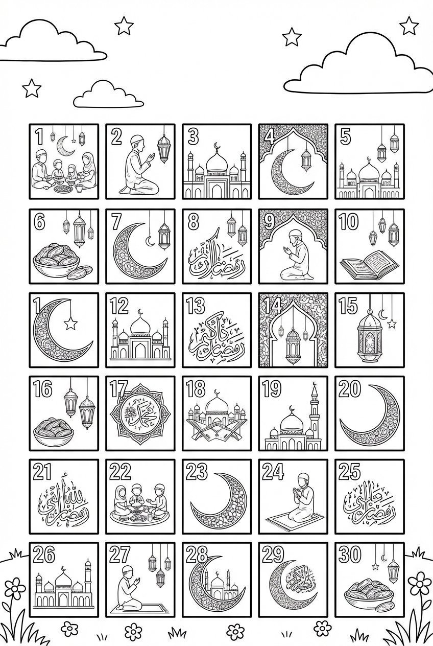 Ramadan kalender coloring page - Variant 5