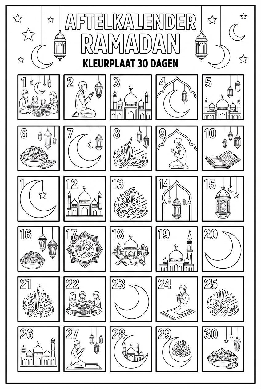 Ramadan kalender coloring page - Variant 3