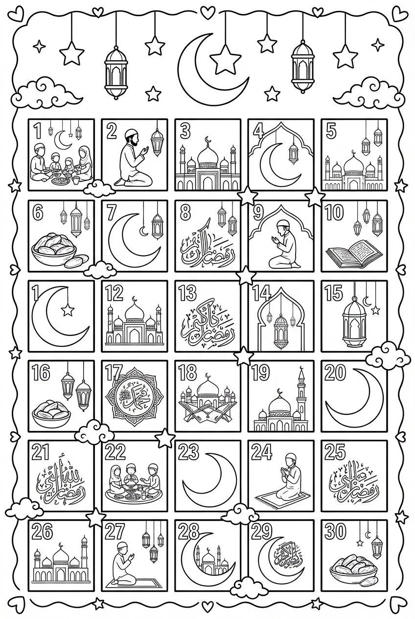 Ramadan kalender coloring page - Variant 9