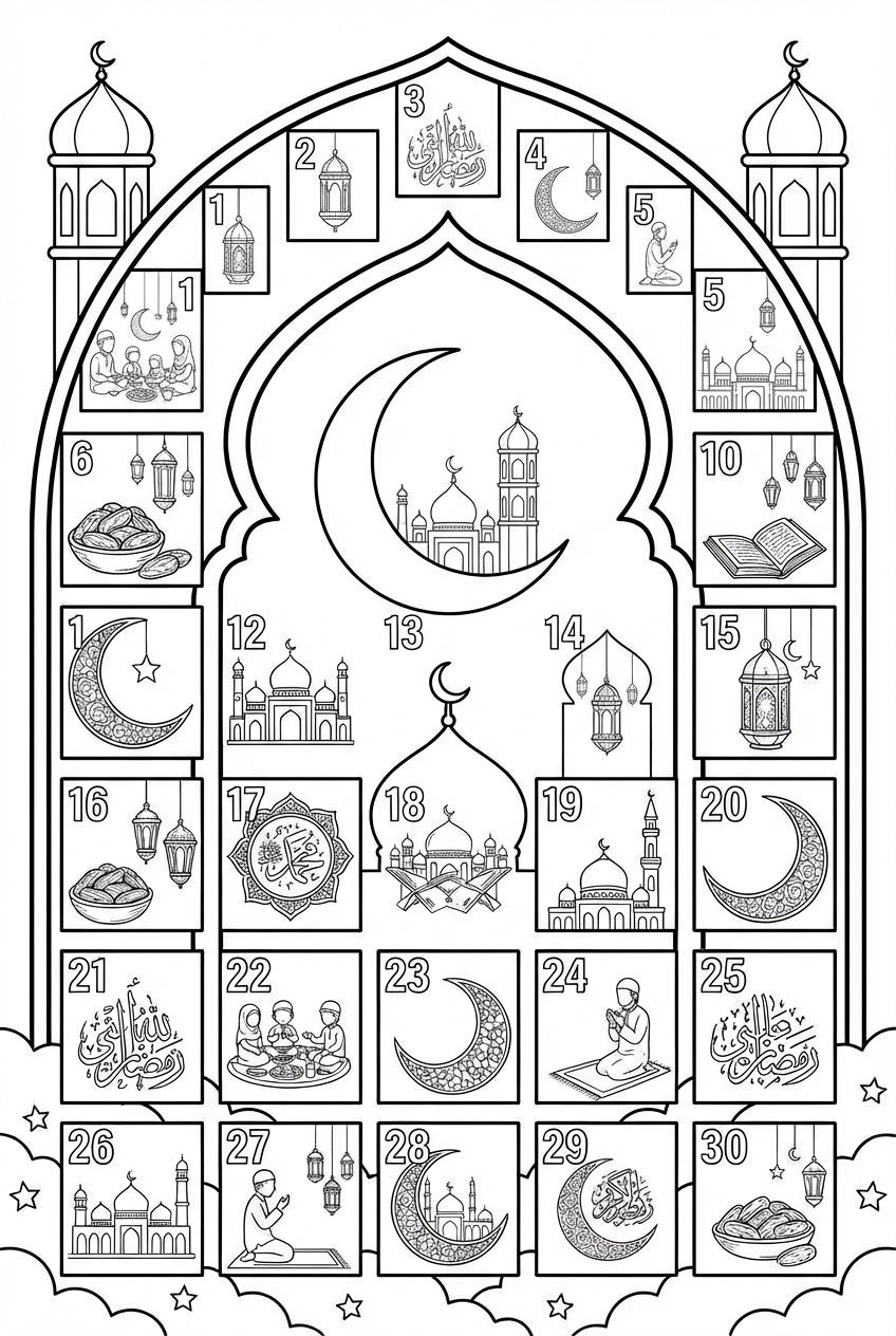 Ramadan kalender coloring page - Variant 2