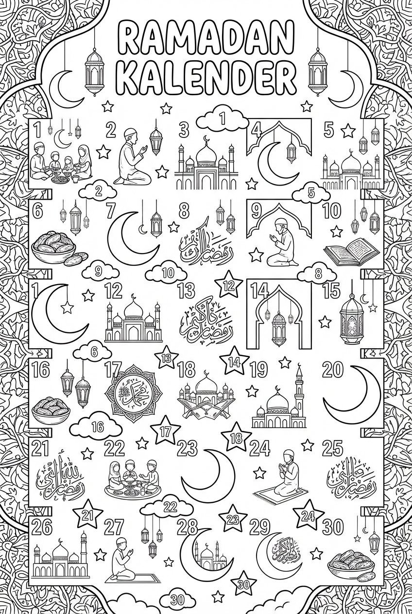Ramadan kalender coloring page - Variant 12
