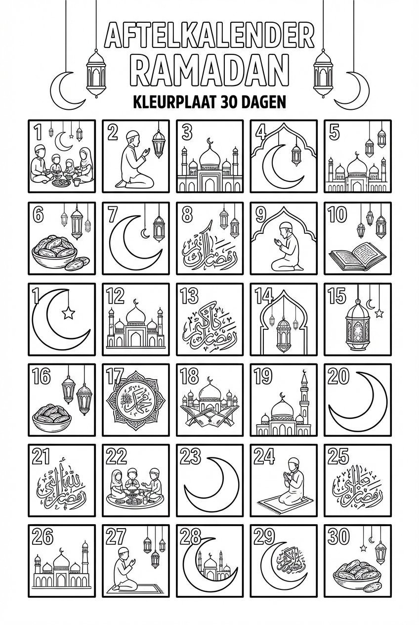 Ramadan kalender coloring page - Variant 1