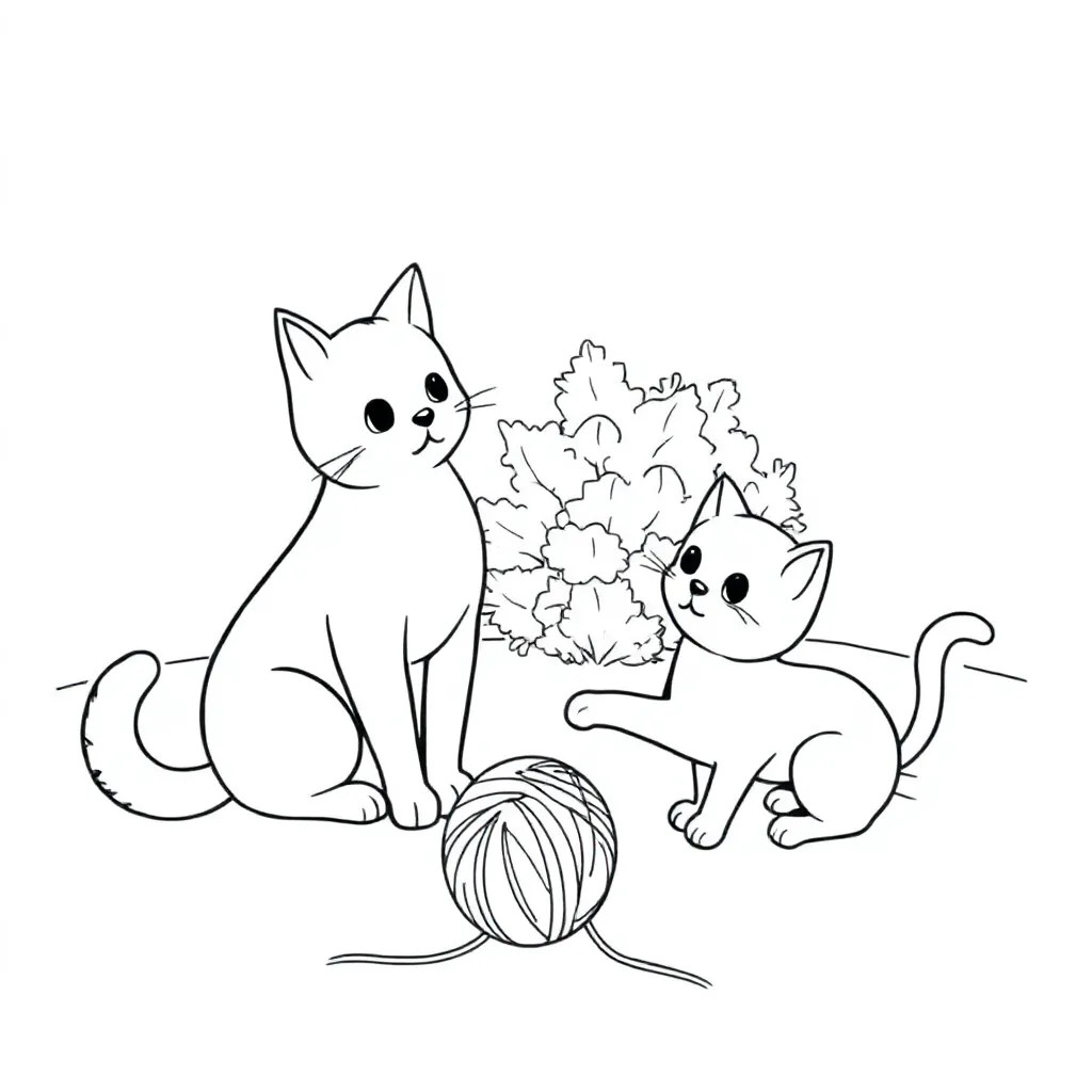 2 katten coloring page for children