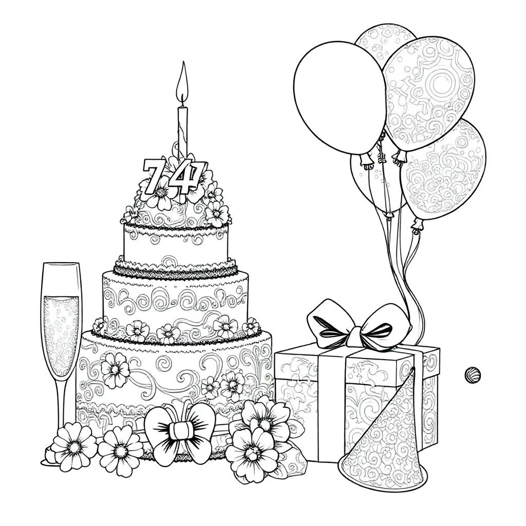 74 jaar VERJAARDAG coloring page for children