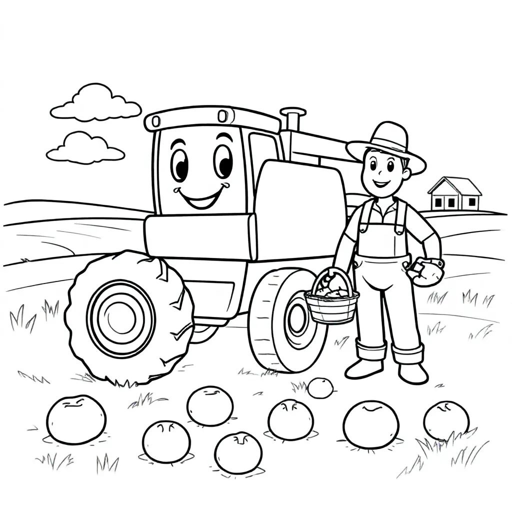aardappelrooier coloring page for children