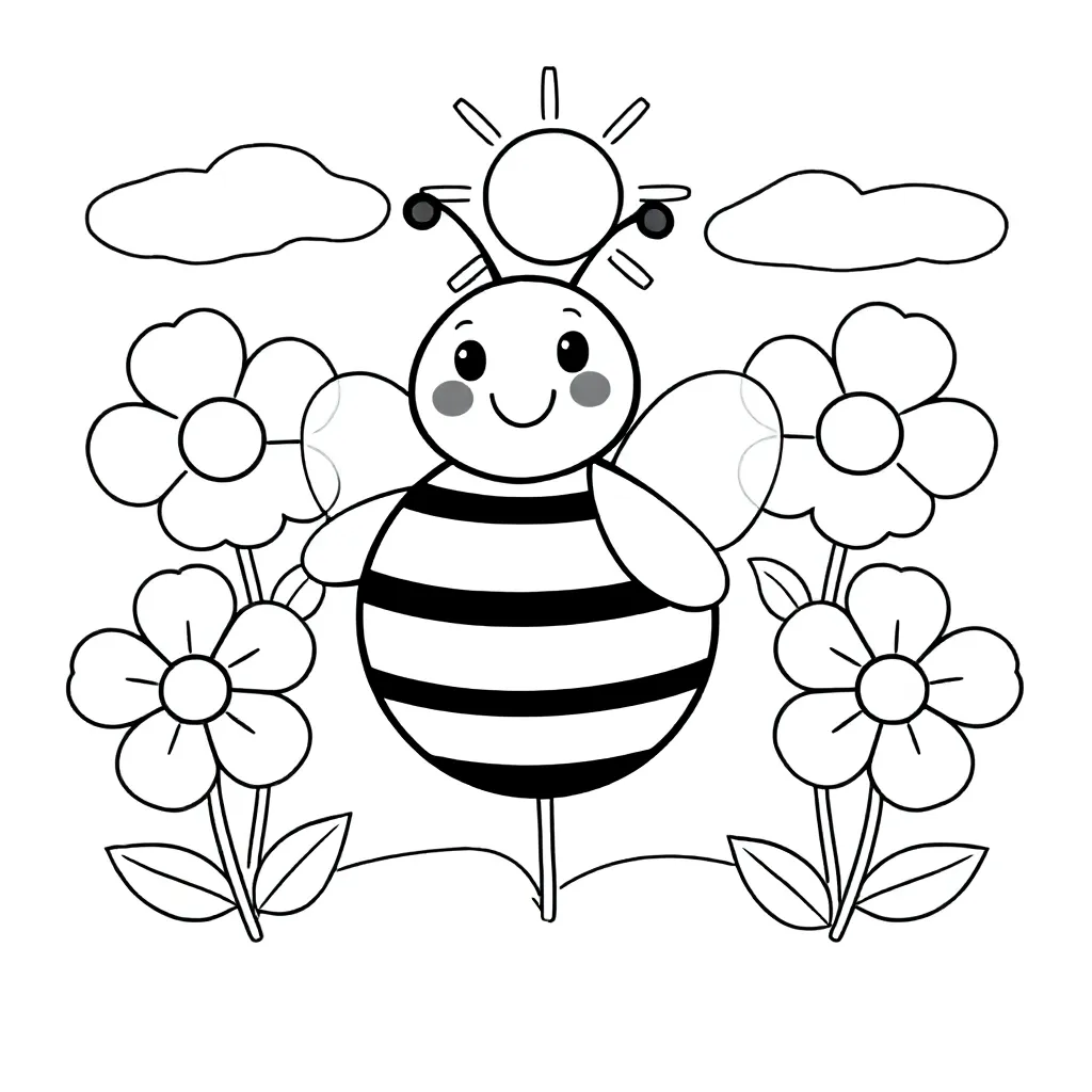 bij kleurplaat voor kinderen