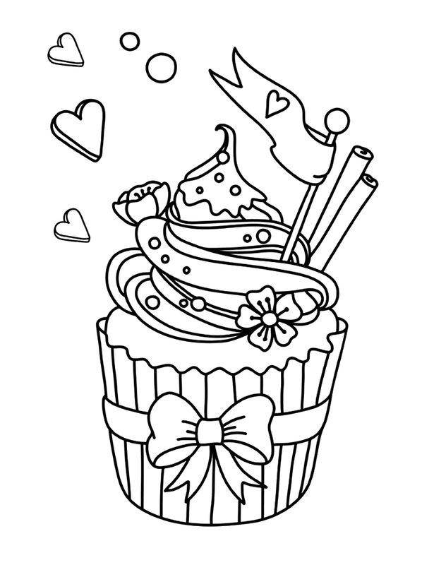 Alles Gute zum Geburtstag Cupcake coloring page for children