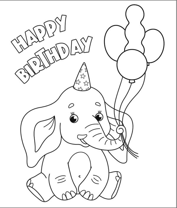 Alles Gute Zum Geburtstag Elefant coloring page for children