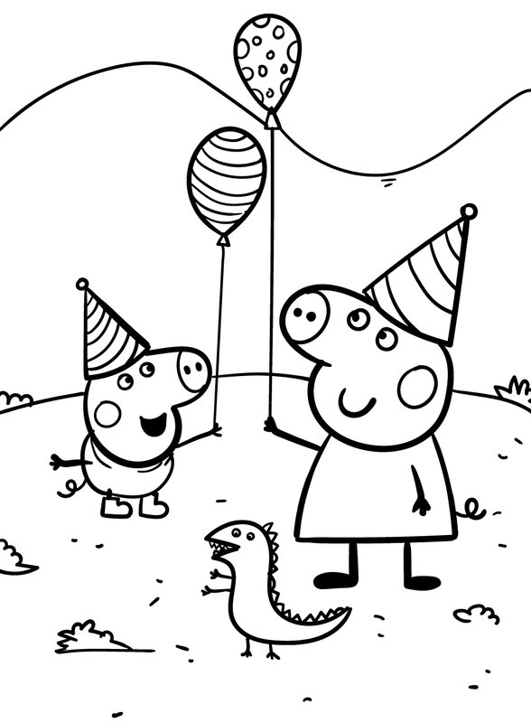 Coloring Page Happy Birthday Peppa Pig