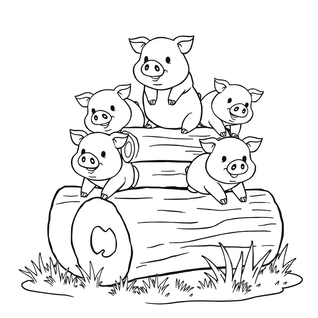 Angry Birds Cartoon Varkens Boomstammen Speels coloring page for children