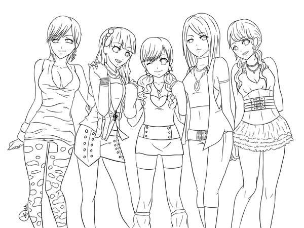 Anime Grupo De Chicas coloring page for children