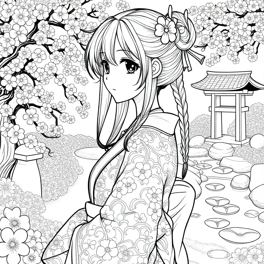 Anime coloring page for children