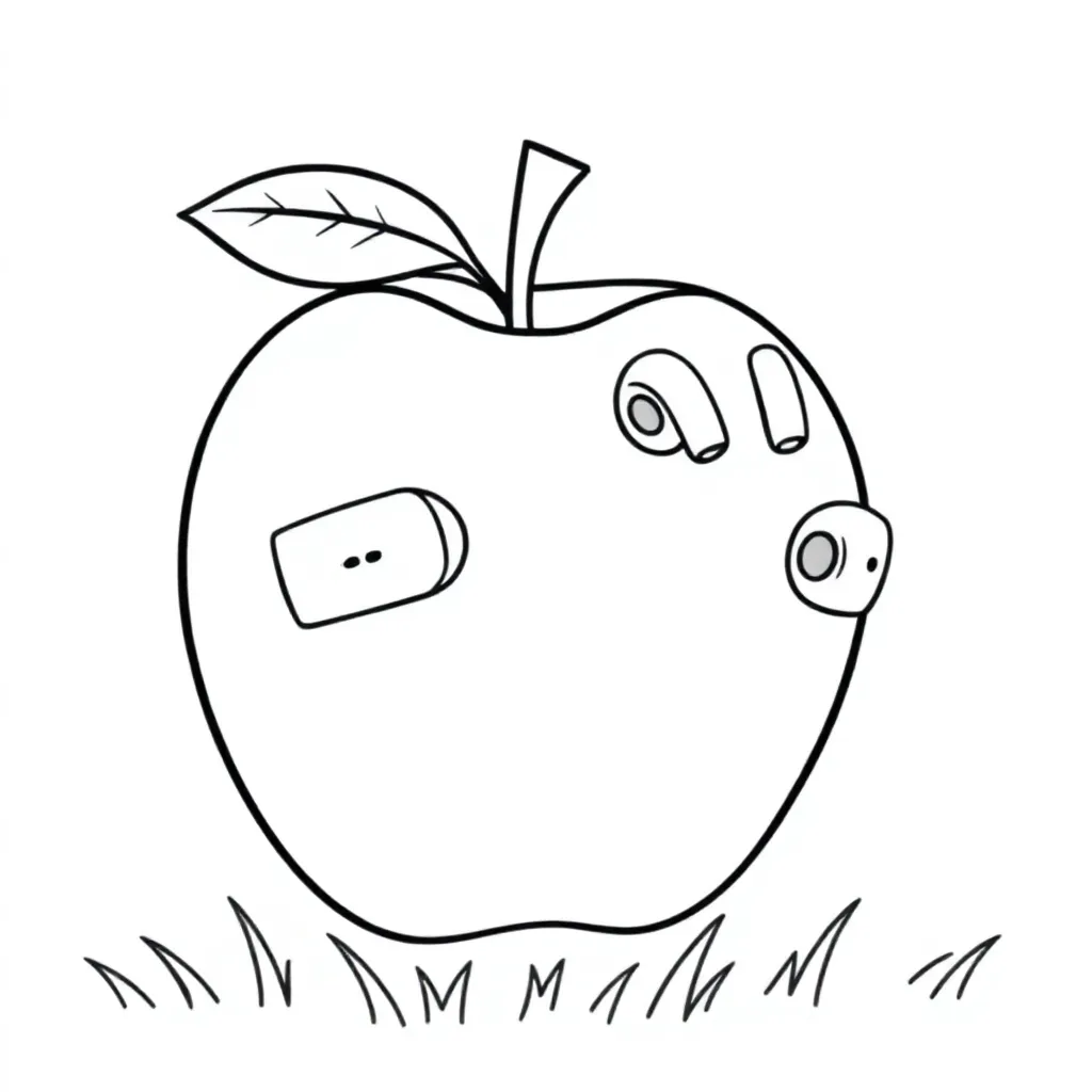Apple Oordopjes coloring page for children