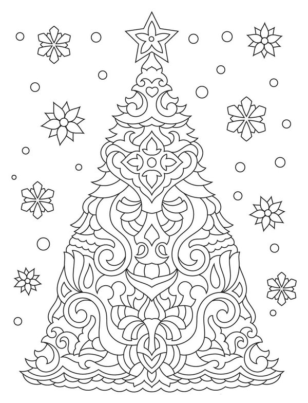 Arbre De Noel Avec Ornements coloring page for children