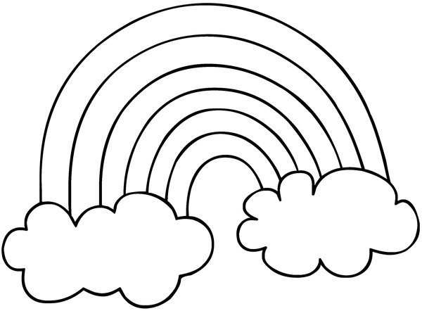 Arc-en-ciel avec nuages coloring page for children