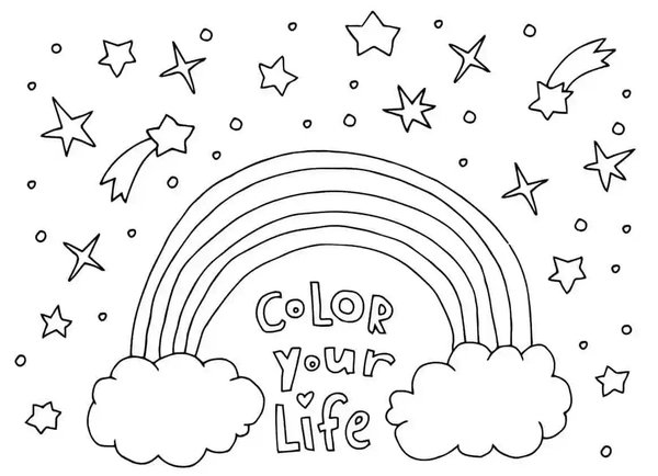 Arco Iris Con Estrellas Fugaces coloring page for children