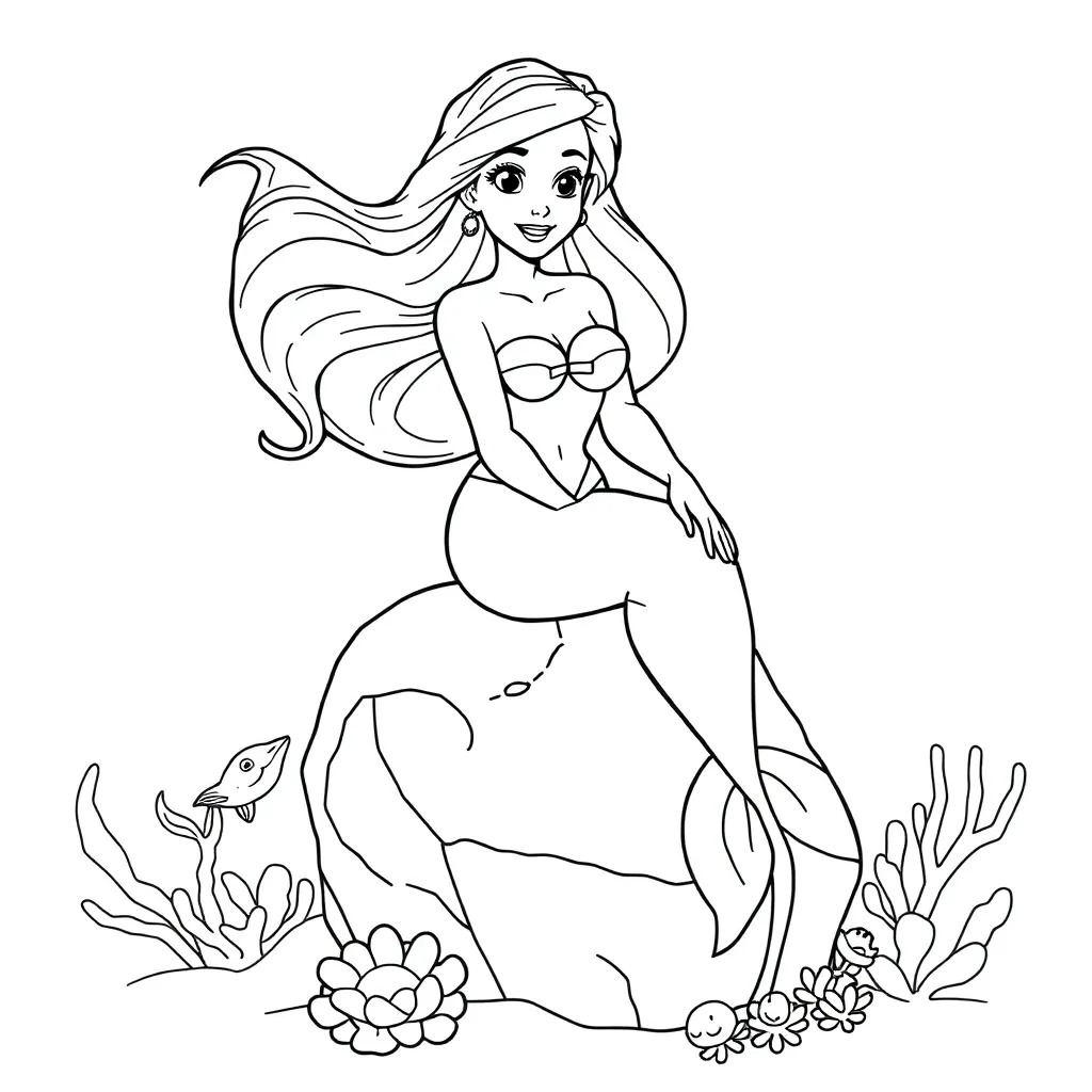 Ariel coloring page for children