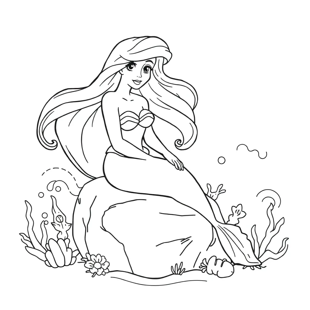 Ariel coloring page for children