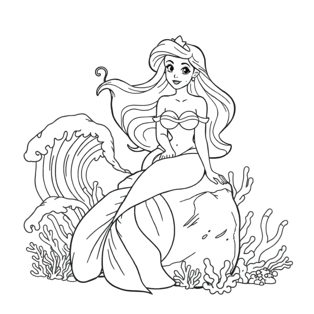 Ariel coloring page for children