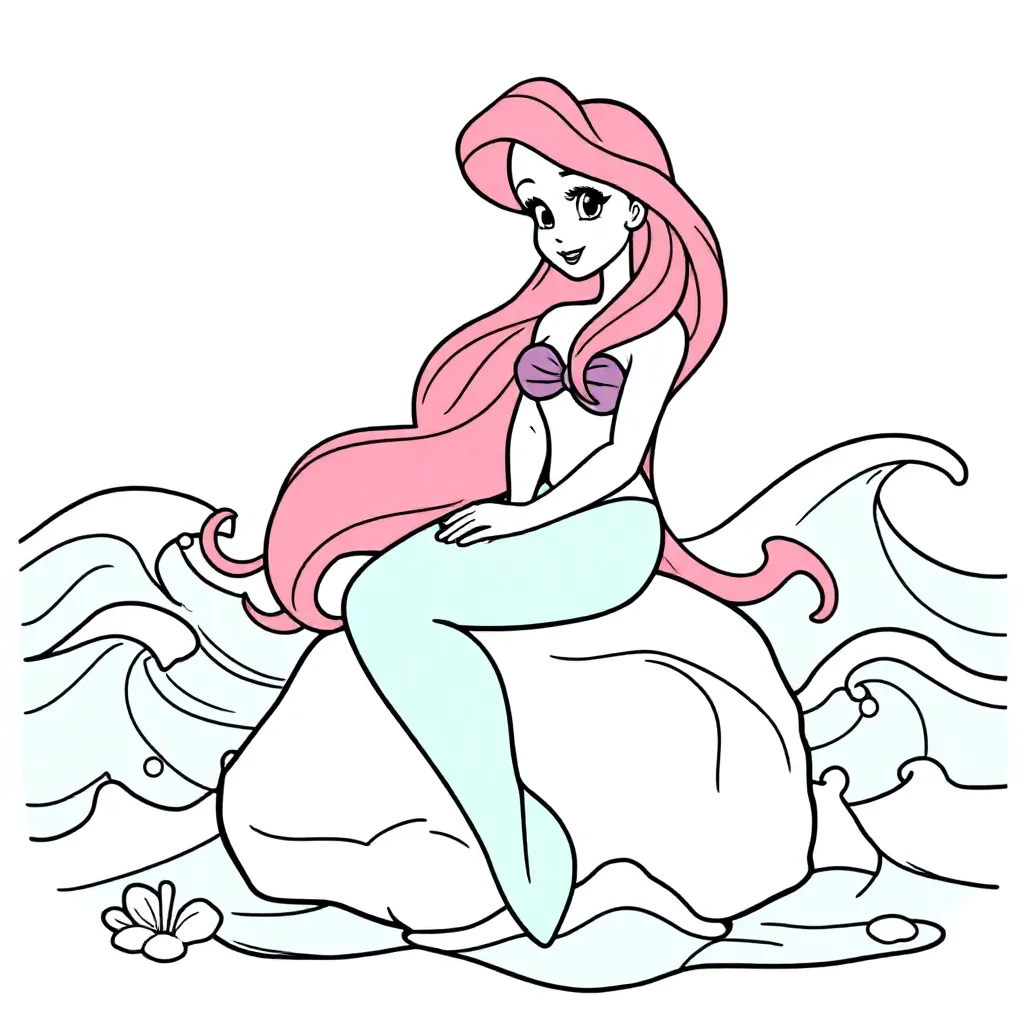 Ariel Zeemeermin Disney Prinses Roodharig Onderwaterwereld Fantasie coloring page for children