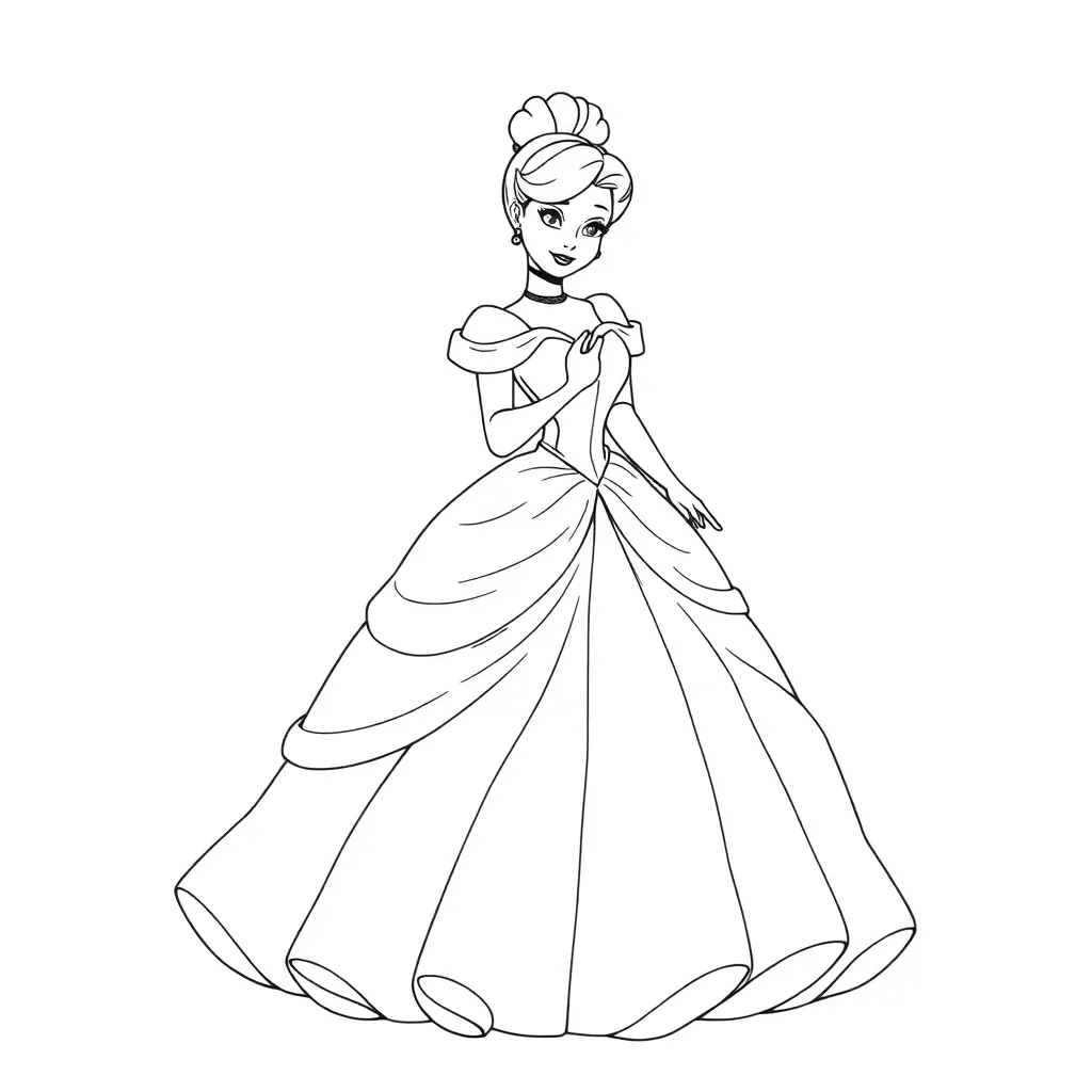 Assepoester Sprookje Disney Prinses Klassieke Animatie coloring page for children