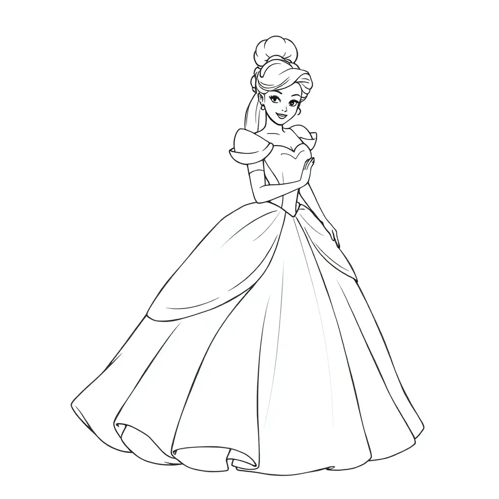 Assepoester Sprookje Disney Prinses Klassieke Animatie coloring page for children