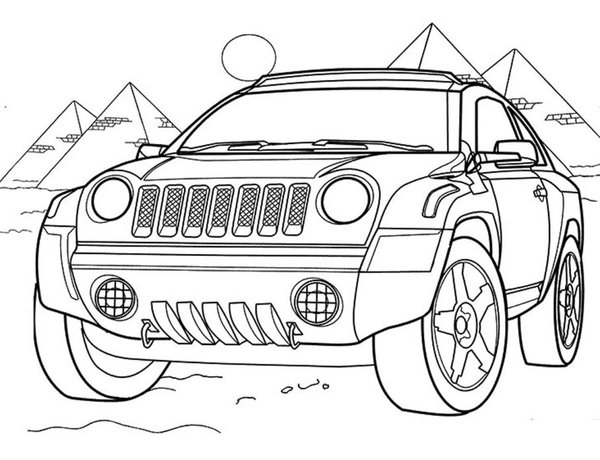Coloring Page Desert Jeep