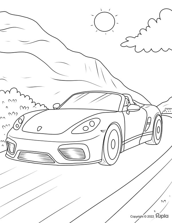 Auto's Porsche Cayman coloring page for children