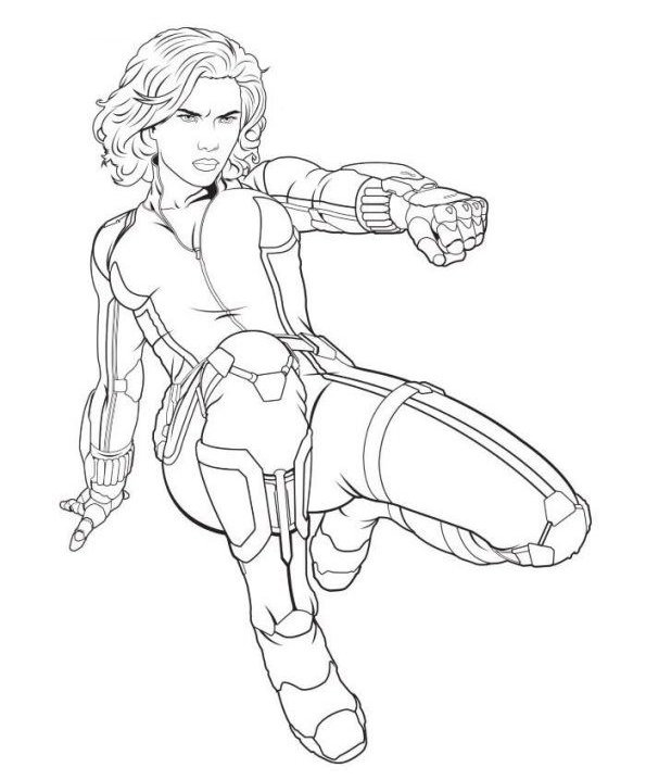 Avengers Black Widow Angry coloring page for children
