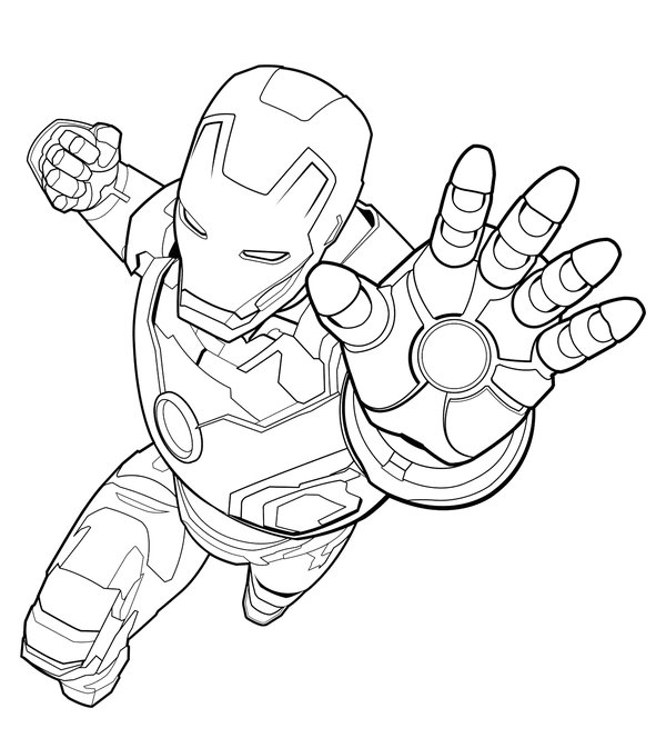Avengers Iron Man Flying coloring page for children