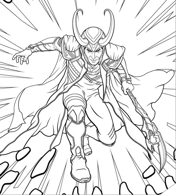 Avengers Loki Actie coloring page for children