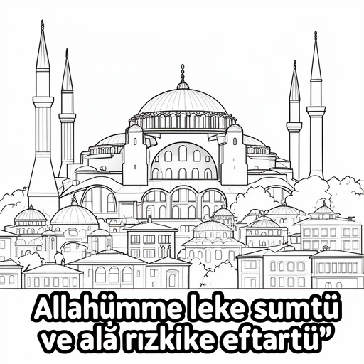 Aya sofya moskee met Istanbul uitzicht kleurplaat voor kinderen