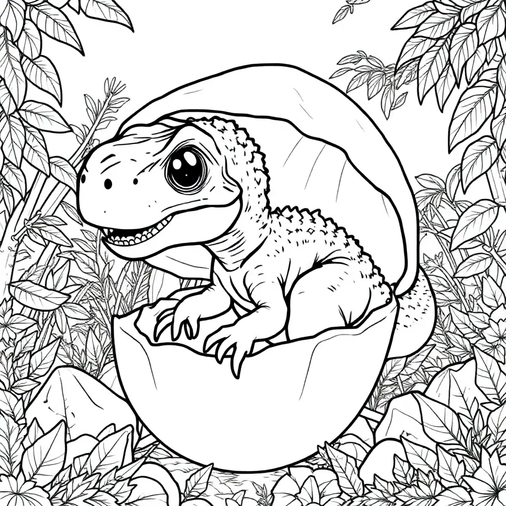Baby Dino In Een Ei coloring page for children