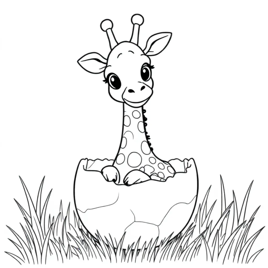 Baby Giraf In Een Ei coloring page for children
