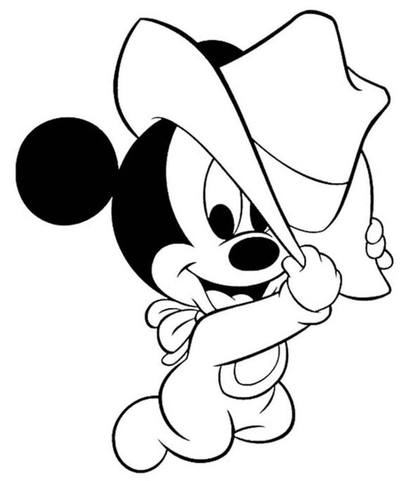 Baby Mickey Mouse coloring page for children